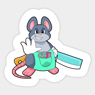 Mouse as Hairdresser with Scissors & Comb Sticker